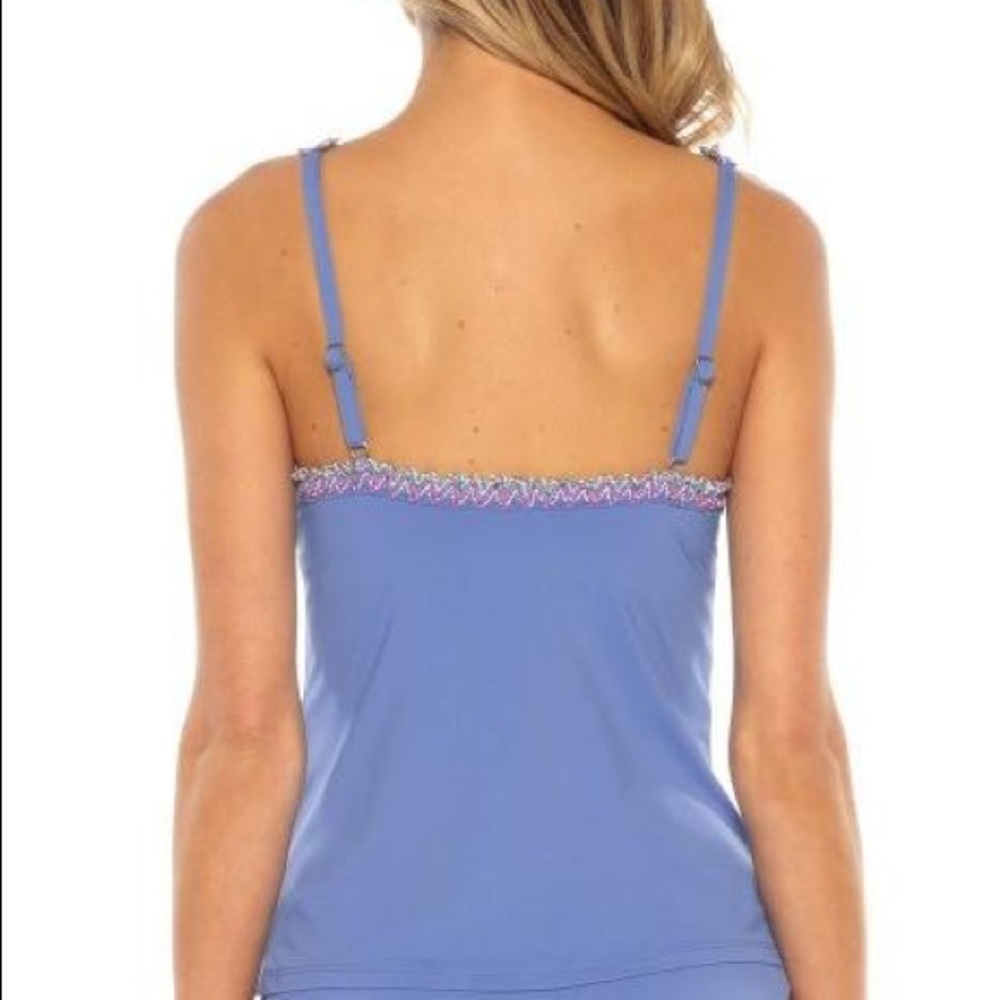 Becca Mardi Gras Mist Scallop Trim Tankini Top NWT - Picture 2 of 3